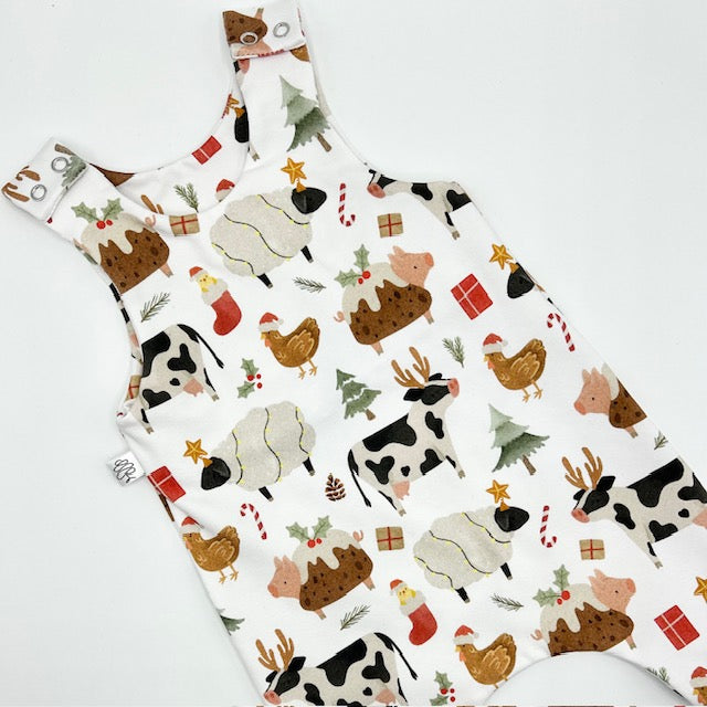 Festive Farm Footed Romper