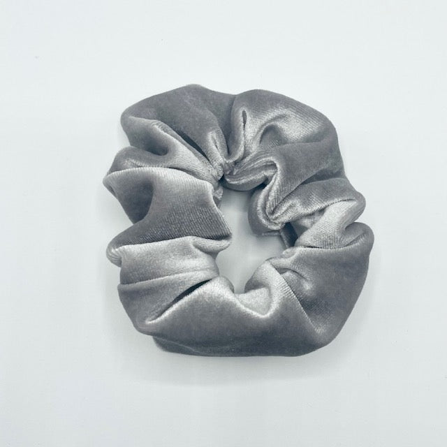 Silver Velvet Scrunchie