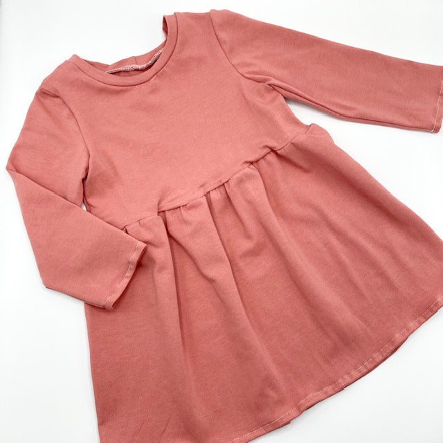 Plain Pink Long Sleeved Dress