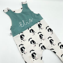 Load image into Gallery viewer, Cow/Green Footed Twist Top Outfit
