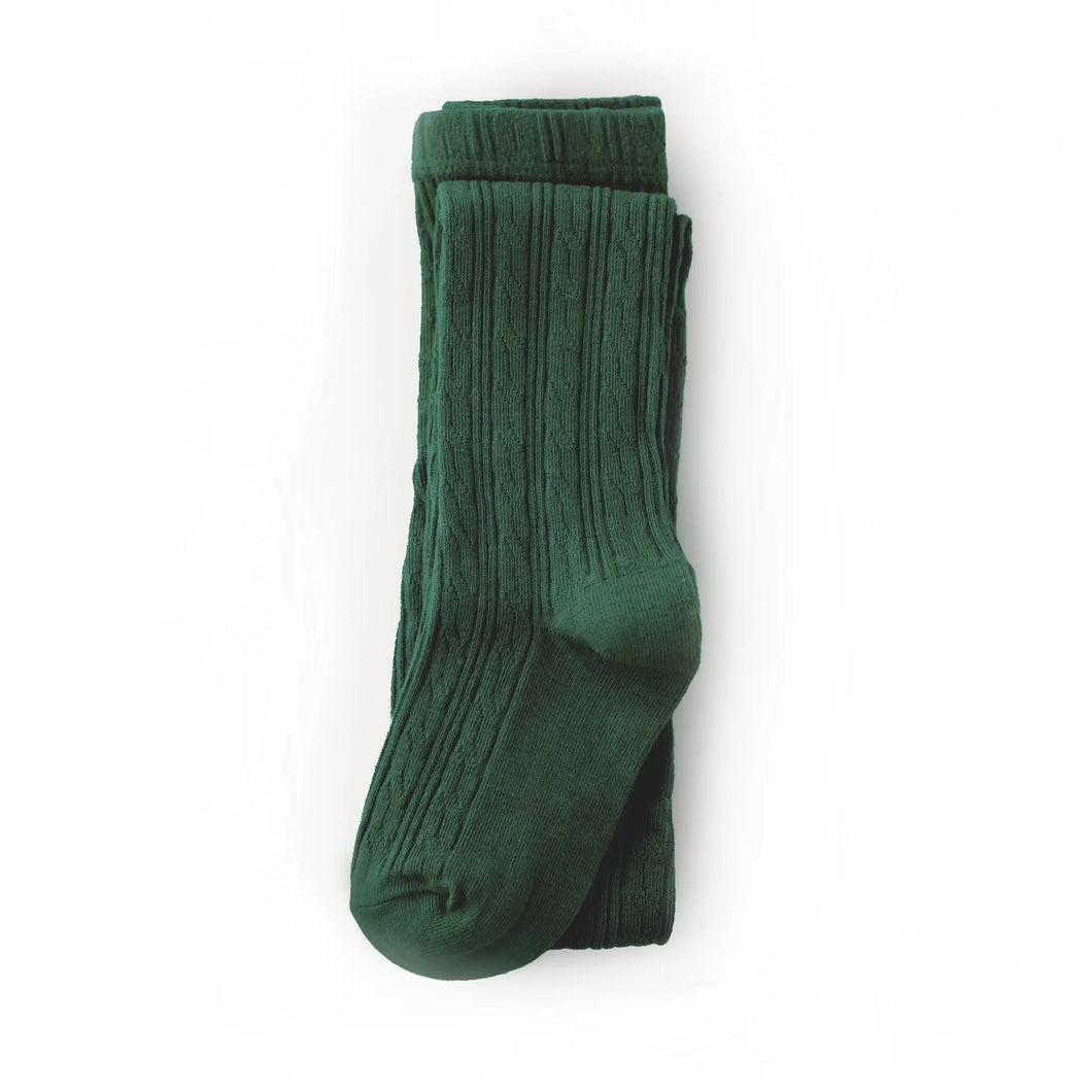 Cable Knit Tights - Forrest Green