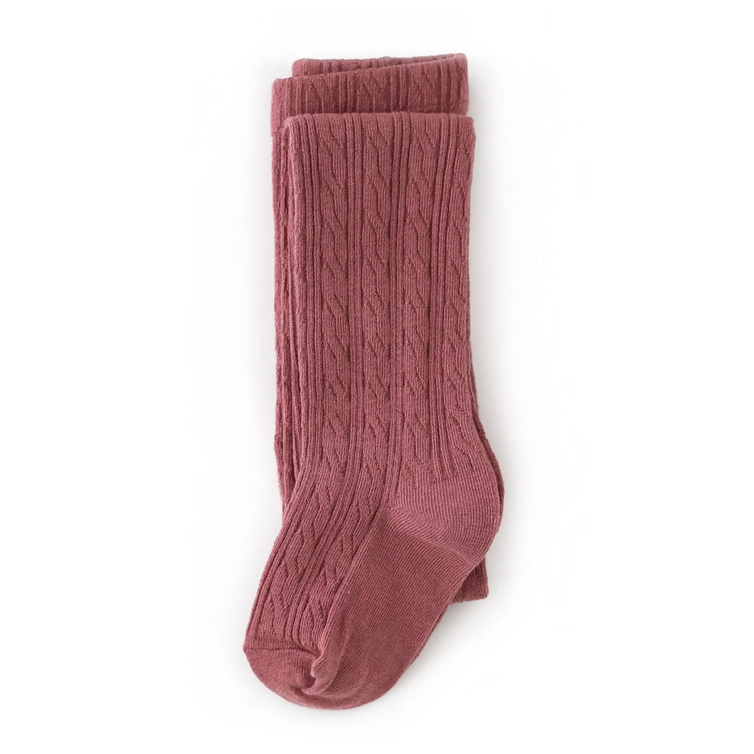 Cable Knit Tights - Mauve Rose