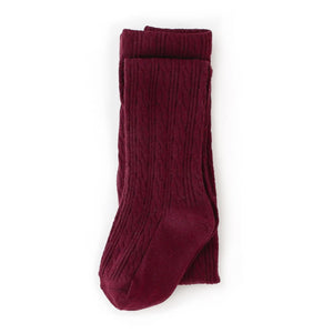 Cable Knit Tights - Wine